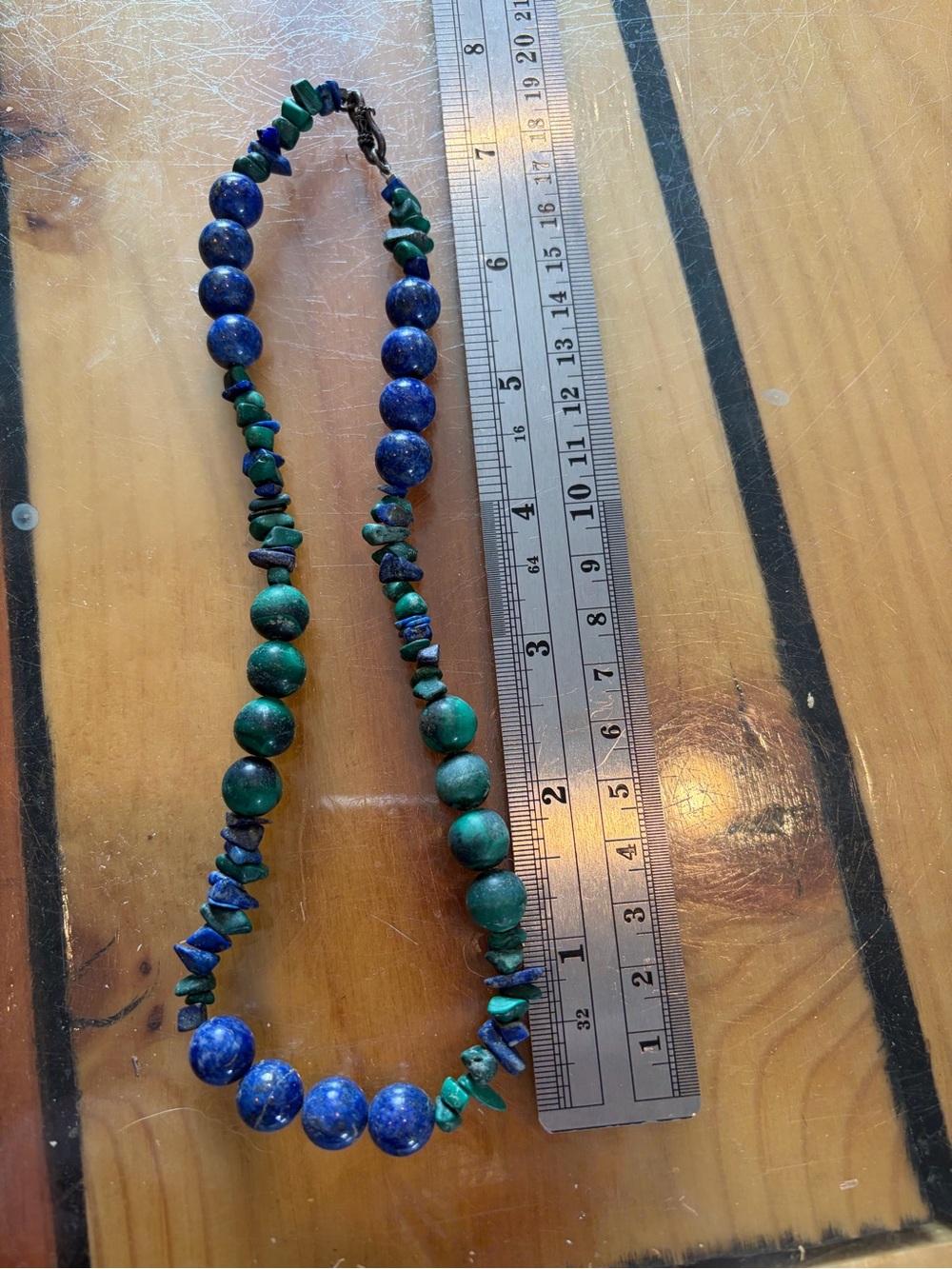 Handcrafted Blue & Green Beaded Necklace-vintage